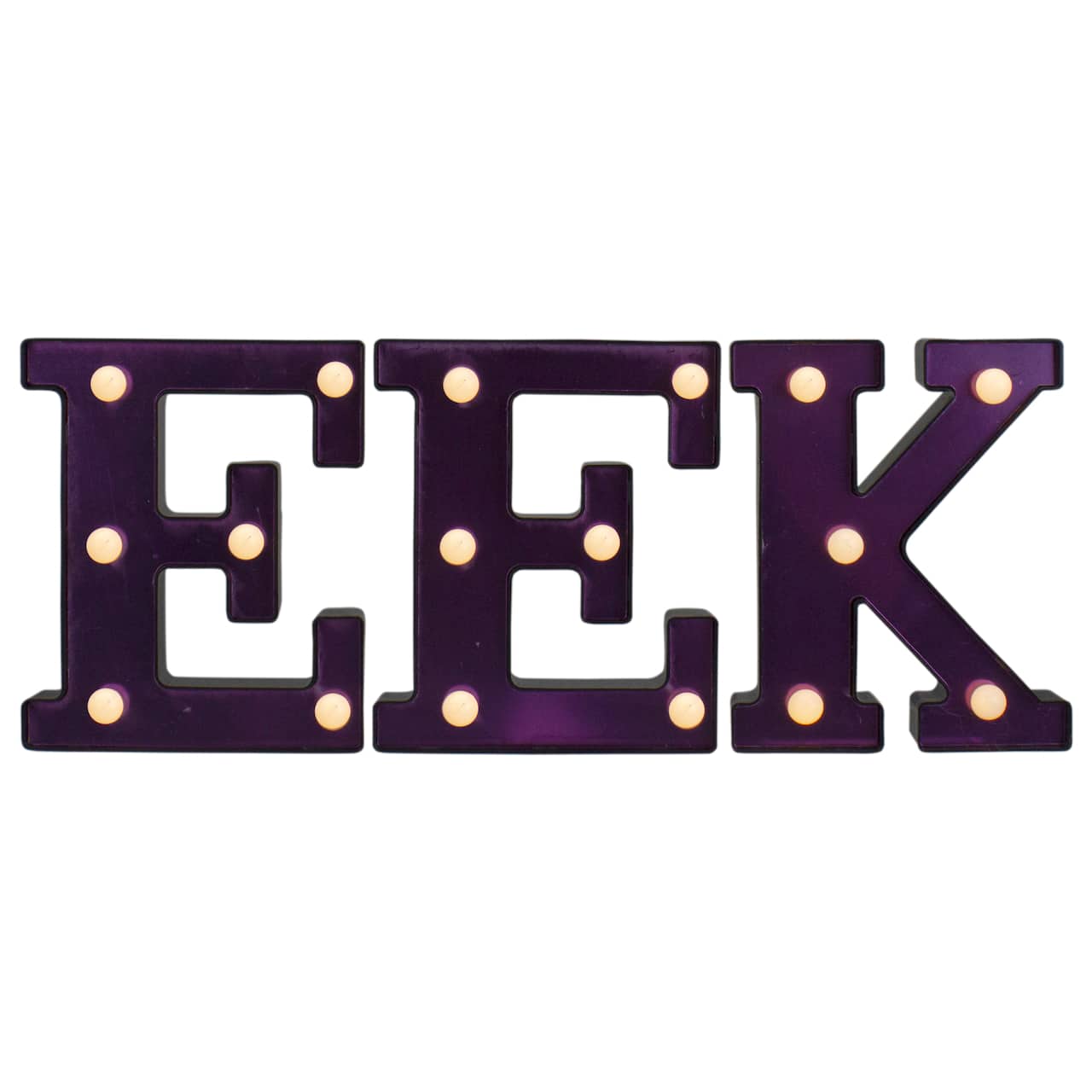 6.5" Lighted Black & Purple EEK Halloween Marquee Sign